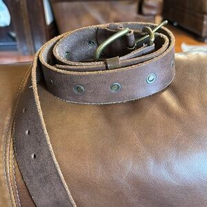Joe’s Jeans brown leather double buckle belt